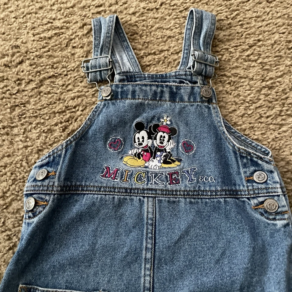 Vestido Jersey De Colección Mickey & Co Denim Niñas Talla 6 Disney Bolsillos Minnie Bordado Foto 2 de 4