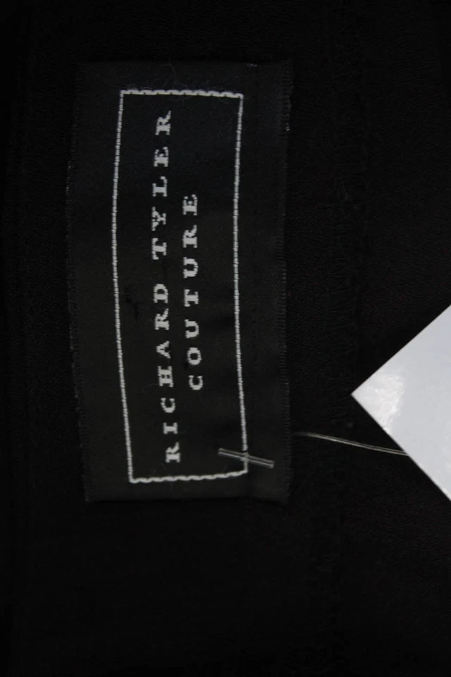 Pantalones de vestir plisados tiro alto estampados rojos oscuros Richard Tyler para mujer talla 30 Foto 4 de 4