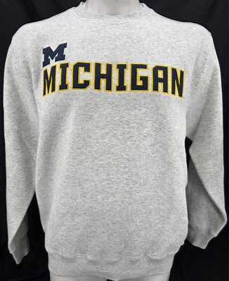 NEW Michigan Wolverines Colosseum Gray Pullover Crew Neck Sweatshirt Men's L