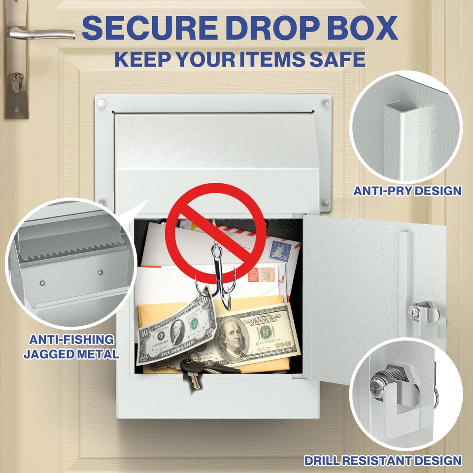 Through The Door Door Drop Box for Key, Mail, Rent, Deposit - Locking Mailbox - Image 4 of 4