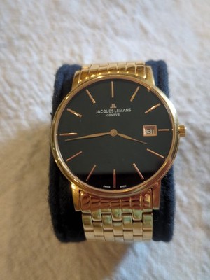 Jacques Lemans Geneve Swiss Made Rose Gold Plated Dress Watch With Date! G-111