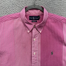 Ralph Lauren Shirt Mens XL Pink Check Long Sleeve Classic Fit Button Down Pony