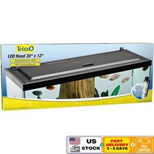 LED Aquarium Hood Low Profile Cover W/ Hidden Lights Energy Efficient Black New