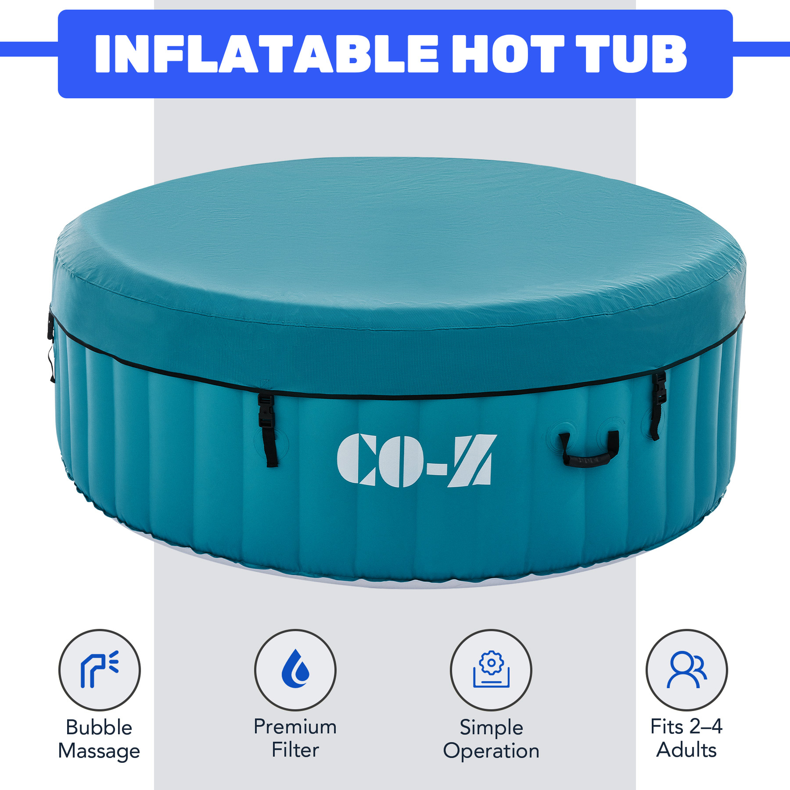 6ft Inflatable Hot Tub Portable Above Ground Pool with 120 A