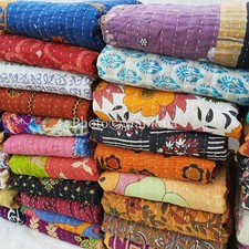 5 PC Wholesale Lot Throw Blanket Kantha Quilt Indian Vintage Cotton Bedspreads