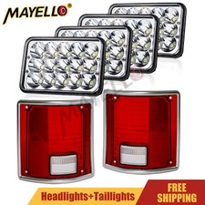 6pcs For 1981-1986 Gmc C1500 C2500 C3500 4x6 Led Headlightsred Taillights Lens