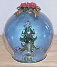 Sculpted Christmas Tree Ornament Glass Gold 24K Hand Holiday Decor Elegant