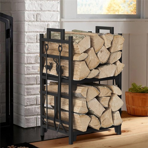 Xmas Elk Fireplace Log Rack Indoor Wood Storage Holder Store Stand Metal UK Fast - Picture 4 of 12