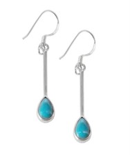 Image of Turquoise drop earrings Solid Sterling Silver pear 43mm long Gift Box.