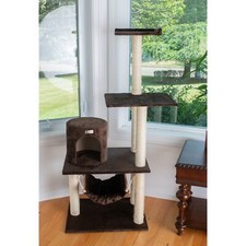 GleePet GP78590223 59-Inch real wood Cat Tree In Coffee Brown