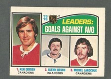 1976-77 OPC Hockey Ken Dryden Michel Larocque Goals Against Avg Ldrs #6 NMT+ *1