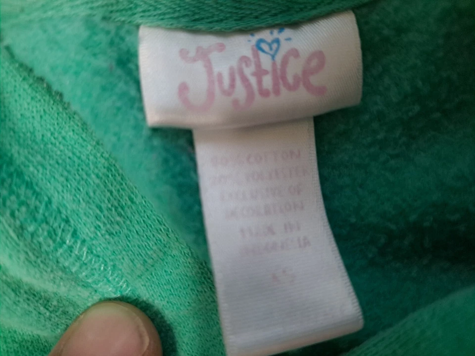 Lote de 2 Sudadera Justice Sudadera con Capucha Talla 6 Estampado Mono Atlético Verde Azulado Naranja Foto 4 de 4