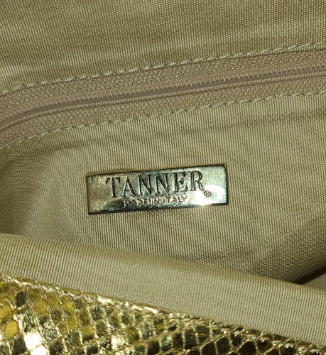 Vintage echt Gerber exotisch Gold Leder Clutch Handtasche Made in Italy 12,5×10 - Bild 6 von 10