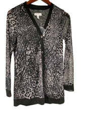 Susan Graver Printed Mesh- Button Front Cardigan and Tank Set