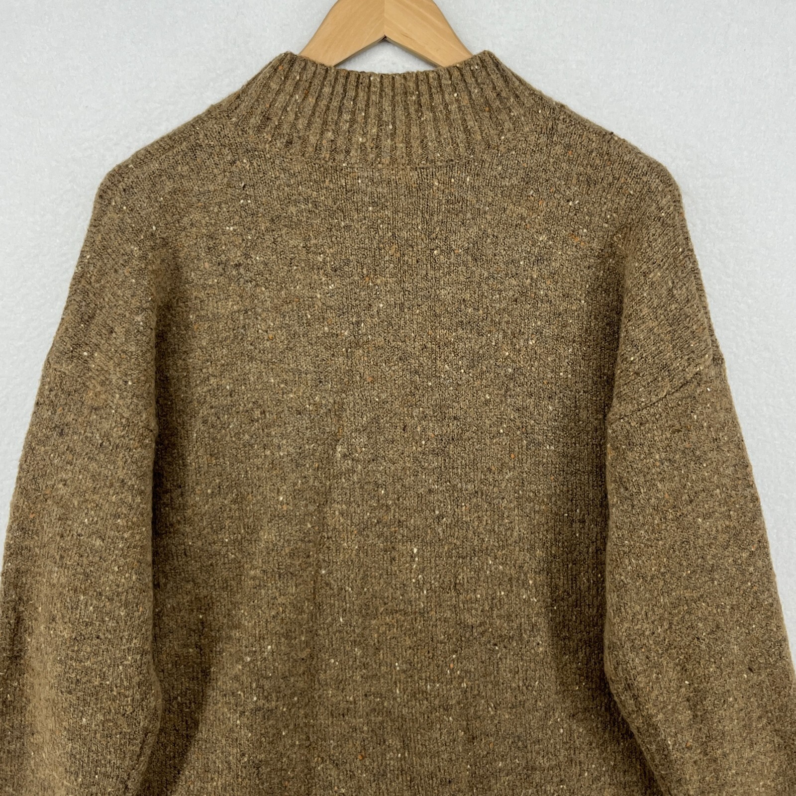 WELL WORN Sweater Womens L Wool Blend Mock Neck Marled Jumper Pullover Brown
