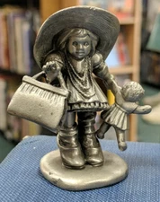 Hudson Pewter #2336 Girl In Mom's Clothes Vintage Figurine 1981