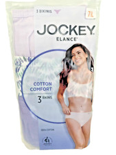 Jockey Bikinis 7 L Women's 100 Cotton Comfort Elance Style 1489 Purple Floral