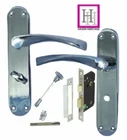 DOOR HANDLE Modern WC / BATHROOM Polished Chrome with ARCHED HANDLE + BATH LOCK