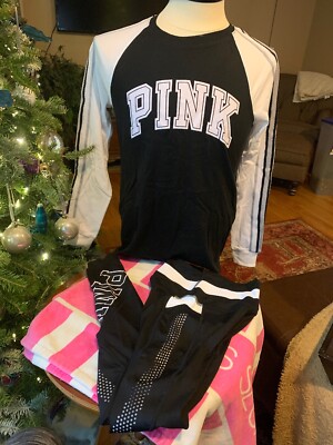 Set Victoria's Secret Pink Ultimate - Haut Mesh Et Leggings Crop - Taille S - Neuf Avec étiquettes