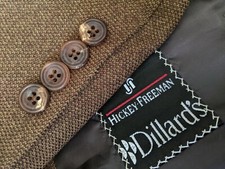 Vintage 40R Hickey Freeman brown FULL CANVAS Tweed Sport Coat Blazer Jacket