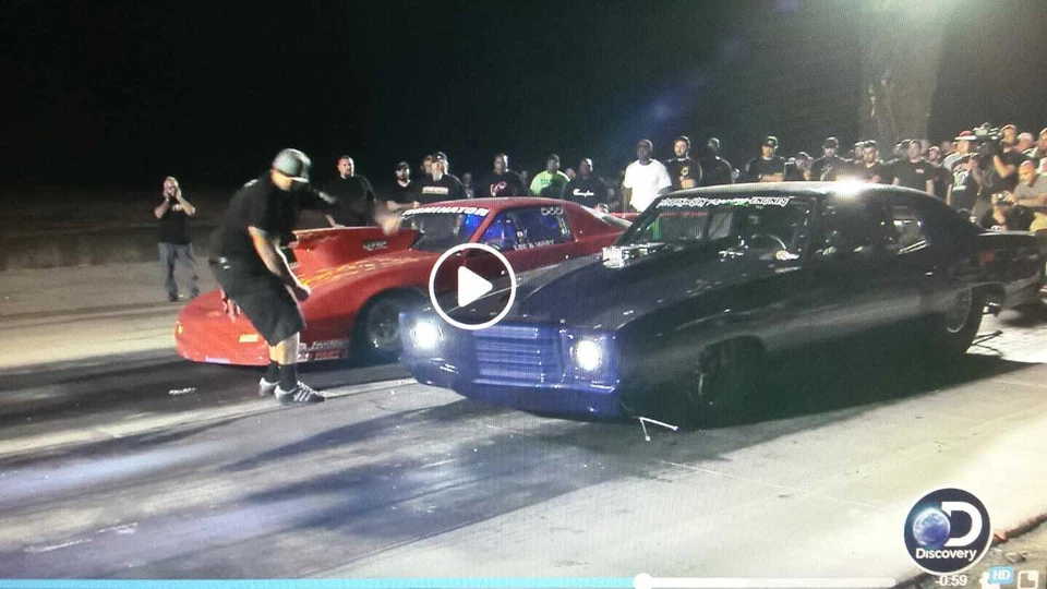 Camiseta Terminator Firebird Drag Race vista en Street Outlaws OG 405 Memphis Lg Foto 3 de 4