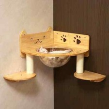 PETOMG Cat Perch Cat Wall Bed Ladder Furniture Shelf Bowl Rubberwood CM30