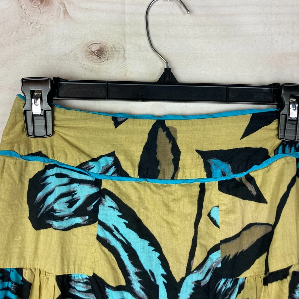 Falda Mac & Jac para mujer 2 amarilla floral algodón línea A ligera cremallera lateral Foto 2 de 4