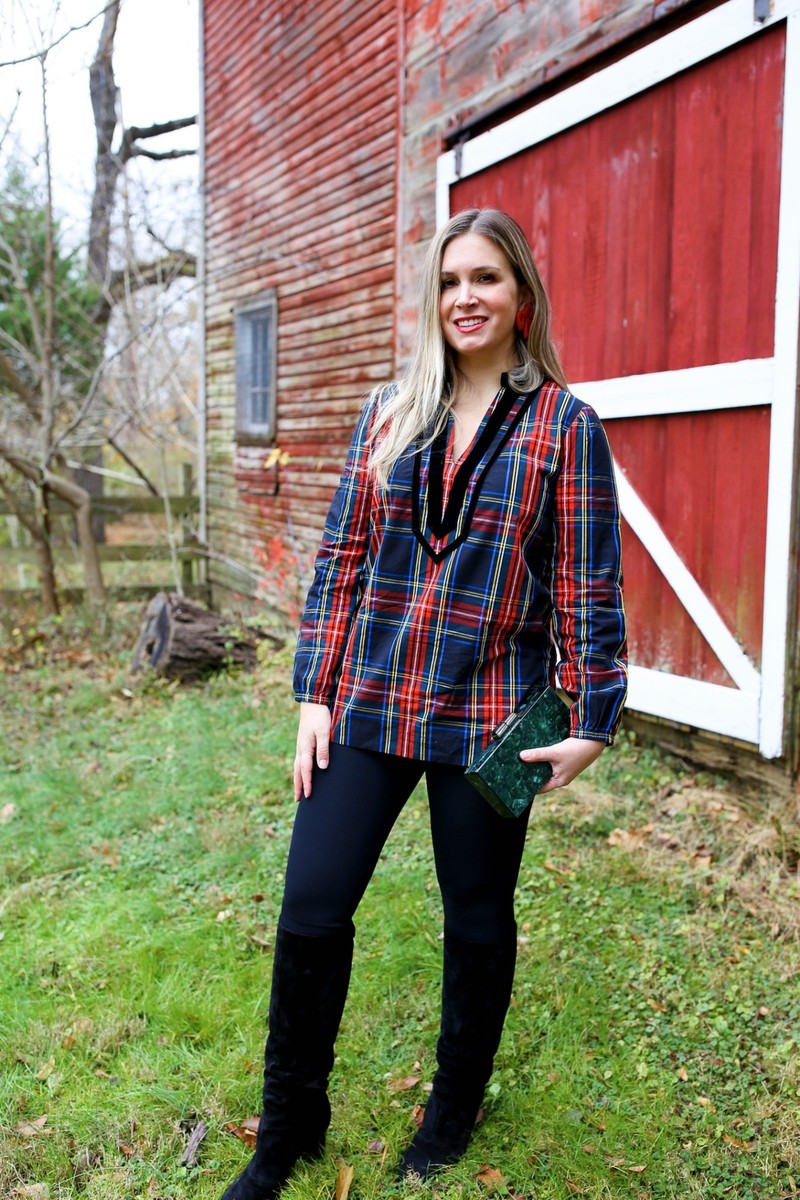 j crew tartan blouse