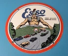 Vintage Esso Gasoline Sign - Giant Power Gas Service Station Auto Porcelain Sign