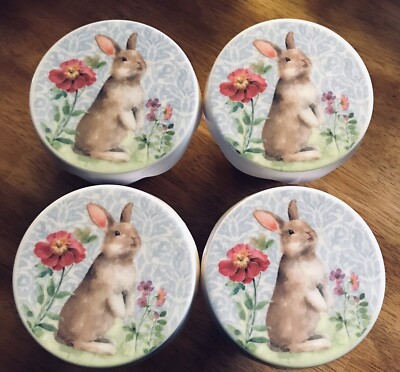 NWT 208 Park Brown Bunny Ruffle Cupcake Stands Spring 4-1/2'' x 3'' Set of 4