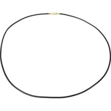 Black Leather Cord 1.5mm Thick Jewelry Necklace 14K Gold Clasp 18"