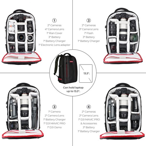 Beschoi Camera Backpack Bag Waterproof Large Capacity for Nikon Canon DSLR SLR - Picture 2 of 12