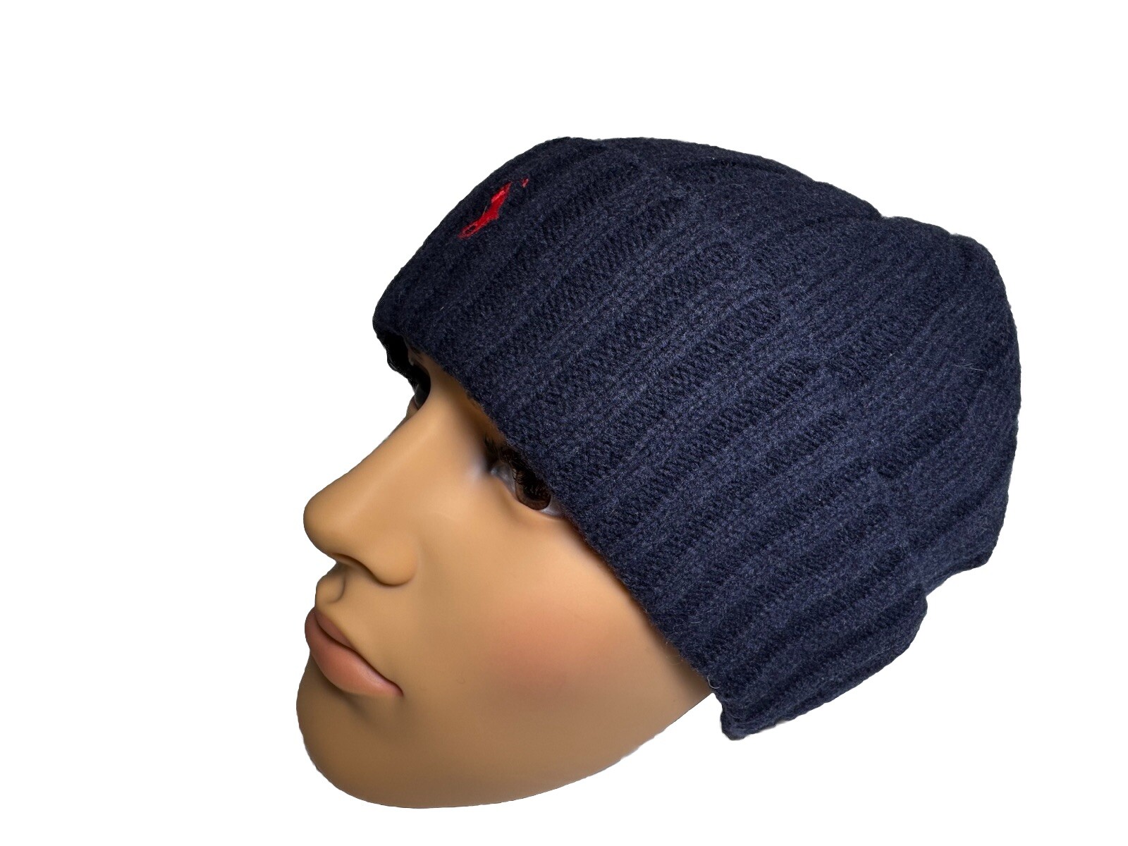 Polo Ralph Lauren uomo misto lana berretto teschio berretto invernale blu navy rosso pony taglia unica