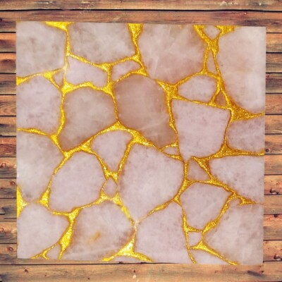 15''x15'' Rose Quartz Agate Coffee Table Top / Pink Agate Counter Table Top Decor
