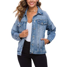 Cali Chic Women Denim Jacket Celebrity Lt Blue Pockets Authentic Denim Jacket