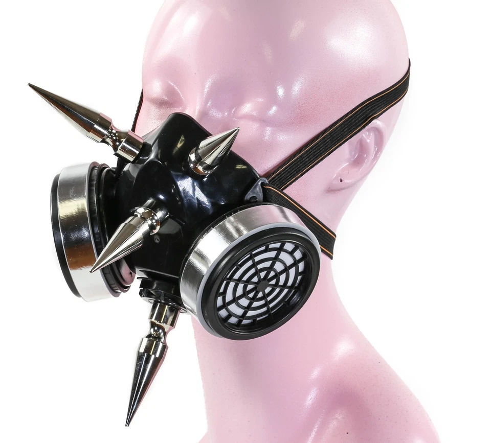 Máscara de gas Steampunk de 3" Spike Cosplay Picos Respirador Disfraz Fiesta Foto 4 de 4