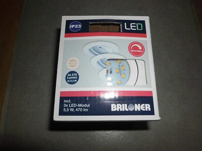 3 Neue Briloner LED Einbauleuchten Verstellbar 3x5,5W 3x470lm IP23 Dimmbar Weiss