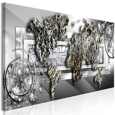 MAPPA DEL MONDO Quadro su Tela TNT Stampe Immagini Murale k-C-0131-b-a