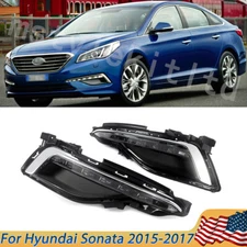 For Hyundai Sonata 2015-2017 Pair LED Fog Light DRL Daytime Running Lights