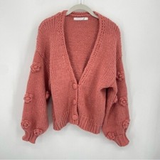 altar d state Genevieve 3D Floral crochet knit Cardigan Sz M pink
