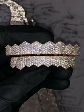 14k Plated Joker Gold Grillz for Mouth Teeth Top Bottom Hip Hop 8 tooth Grills