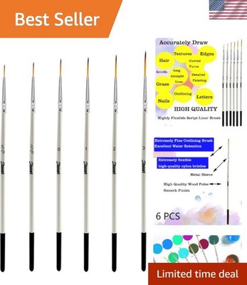 Script Liner Paintbrush 6 PCS Highly Flexible Liner Brush Extra Long Fine Poi...
