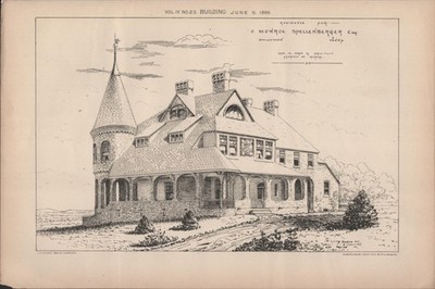 1886 DOYLESTOWN, PENNSYLVANIA - 9x13 architectural rendering SHELLENBERGER HOUSE