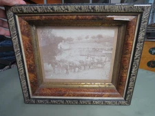 ANTIQUE 1800s REAL WESTERN AMERICANA ORIGINAL FARM WAGON SCENE FRAMED PHOTOGRAPH