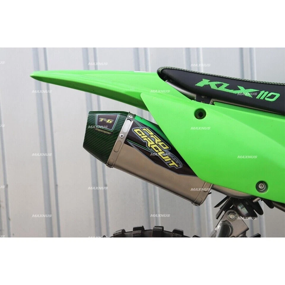 Full System Exhaust Muffer Racing Pipe Carbon Green Fit For KAWASAKI KLX110L - Image 3 of 4