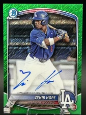 Zyhir Hope 2025 Bowman Chrome CPA-ZH Green Shimmer Refractor RC Auto 85/99!