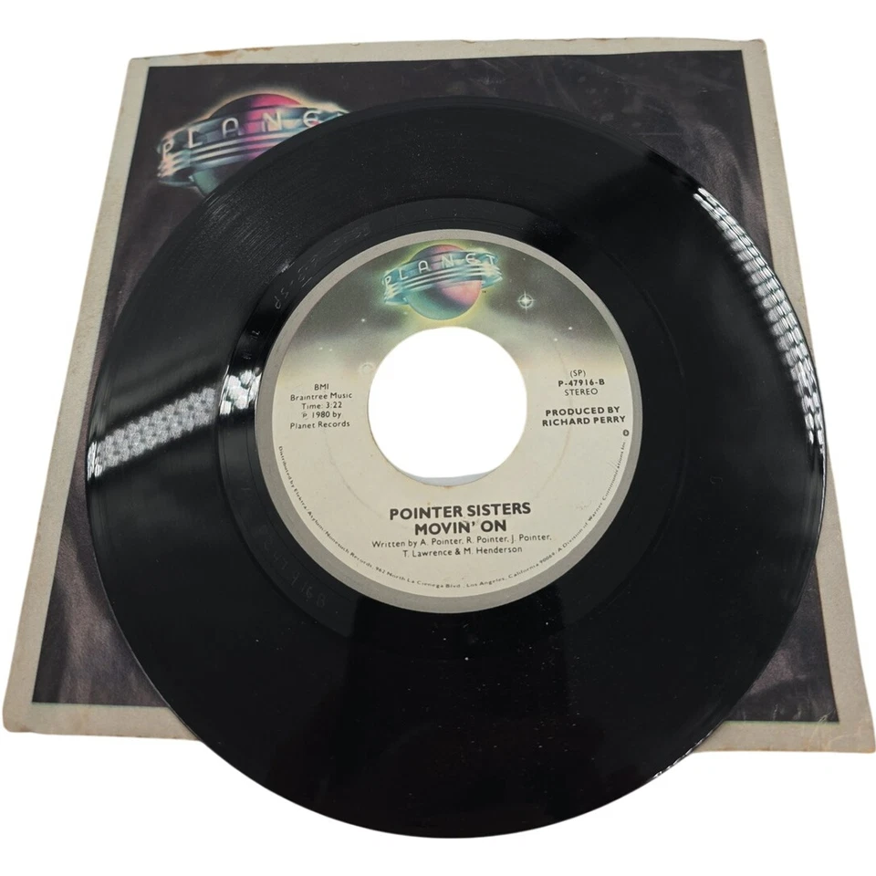 Vintage 1980 Planet Records Pointer Sisters He's So Shy P-47916-A Foto 3 de 3