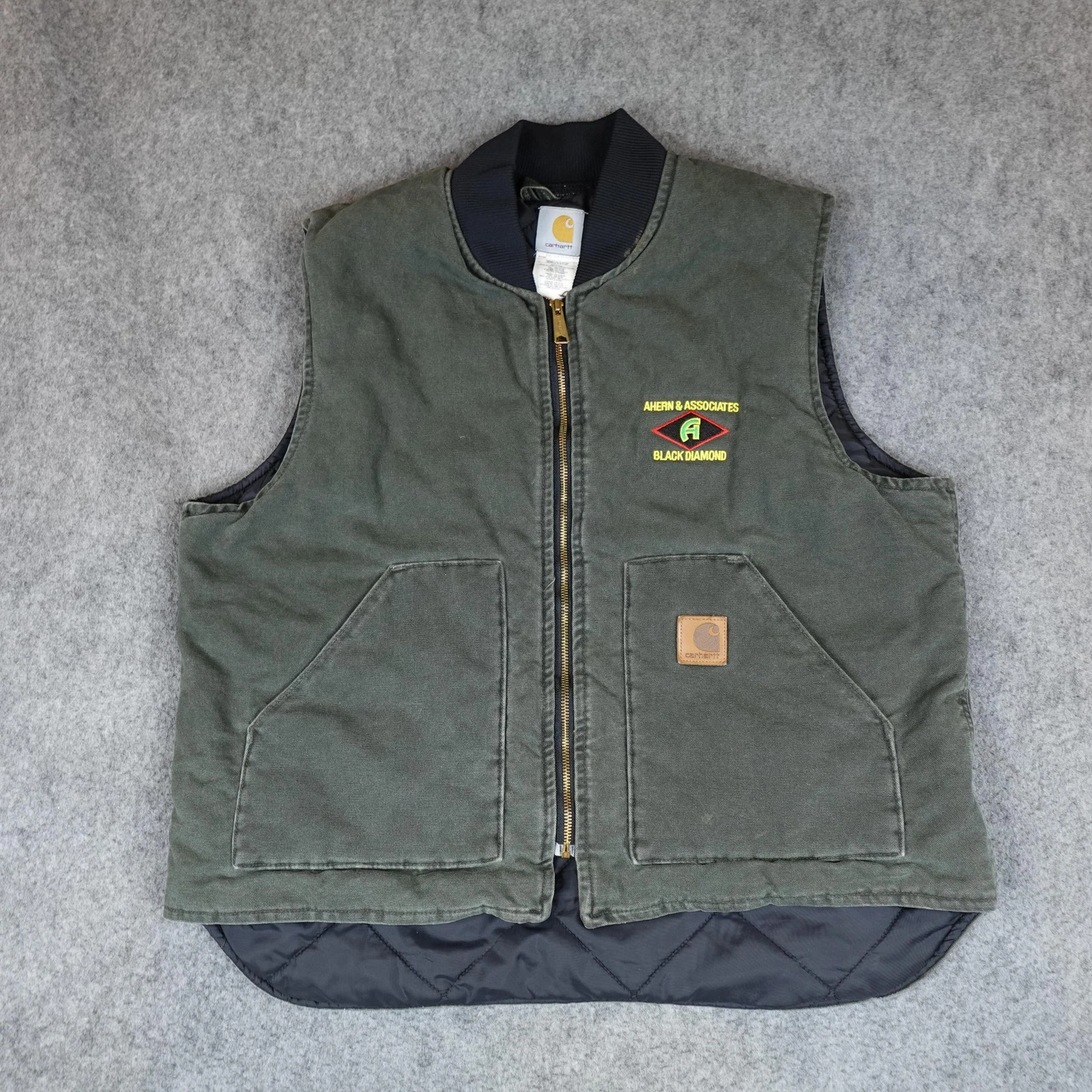 Vintage Carhartt Vest Mens XL Green Canvas Quilted Arctic Made In USA V02 MOS