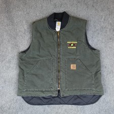 Vintage Carhartt Vest Mens XL Green Canvas Quilted Arctic Made In USA V02 MOS