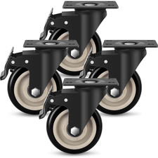 4 Inch Caster Wheels, Set of 4 Heavy Duty, Large Industrial Plate Casters with D